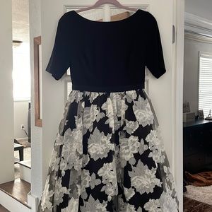 Adrianna Pappel ballerina cocktail dress, US size 6, black and white floral